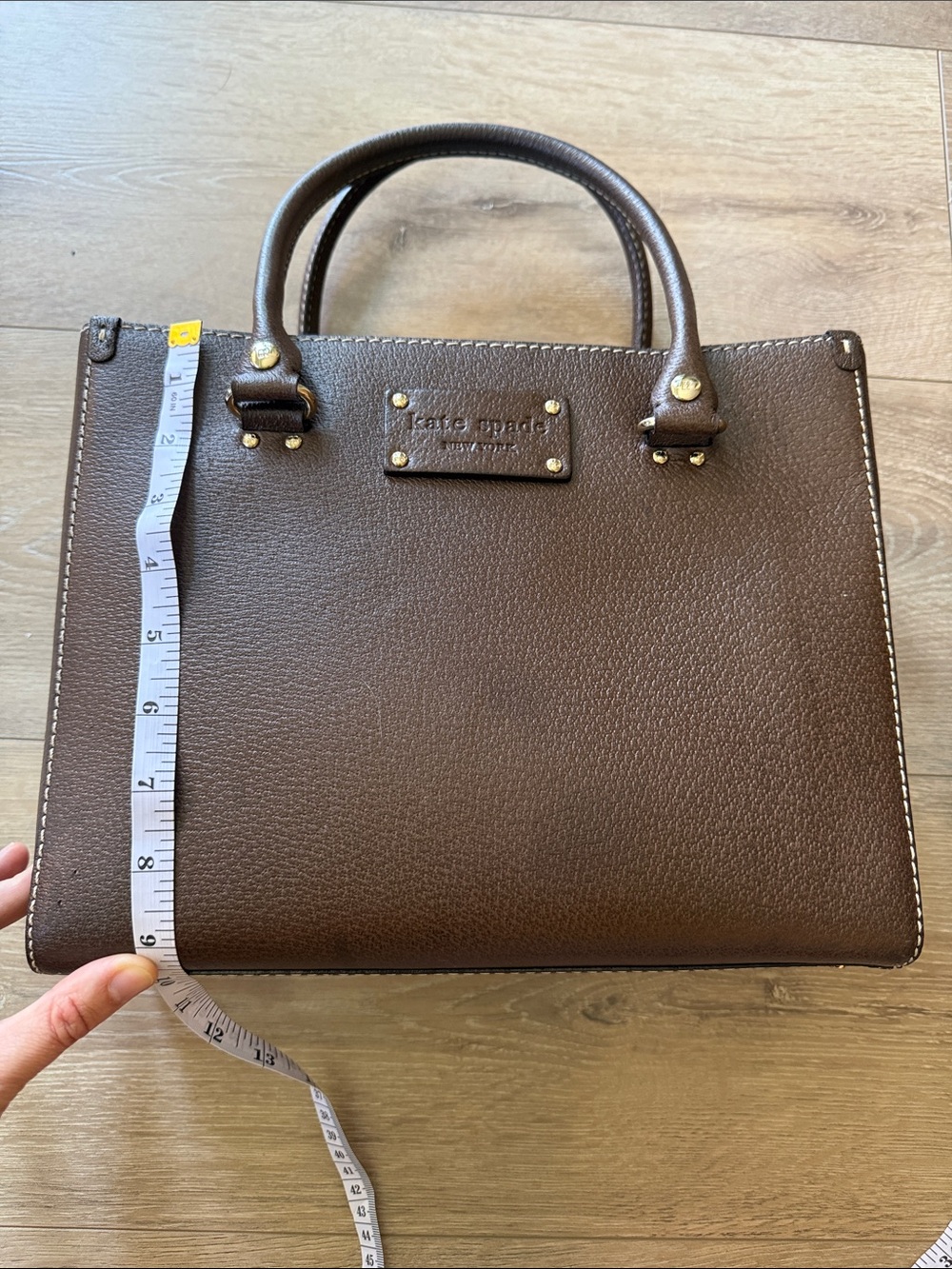 kate spade brown leather satchel with gold hardware - Picture 8 of 9